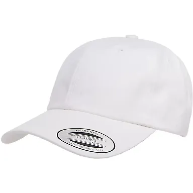 Yupoong 6245PT Peached Cotton Twill Dad Cap in White front view