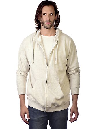 Cotton Heritage M2730 French Terry Full Zip Hoodie Oatmeal Heather front view