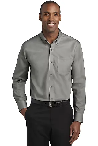 Red House RH240   Pinpoint Oxford Non-Iron Shirt in Charcoal front view