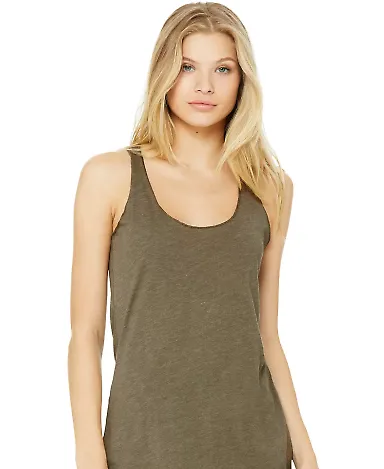 BELLA 8430 Womens Tri-blend Racerback Tank in Olive triblend front view