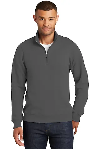 Port & Company PC850Q Fan Favorite Fleece 1/4-Zip Charcoal front view