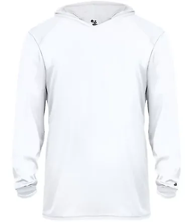 Badger Sportswear 2105 B-Core Long Sleeve Youth Ho in White front view
