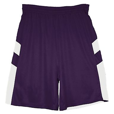 Badger Sportswear 2266 B-Pivot Rev. Youth Shorts Purple/ White front view