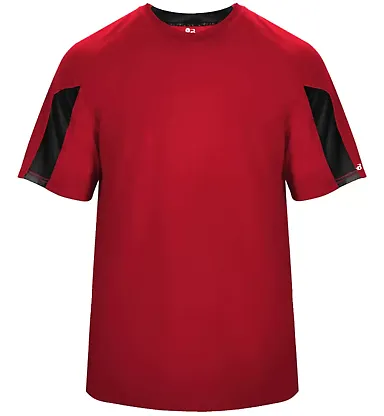 Badger Sportswear 2176 Striker Youth Tee Red/ Black front view