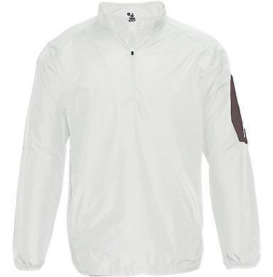Badger Sportswear 7641 Sideline Long Sleeve Pullov White/ Graphite front view