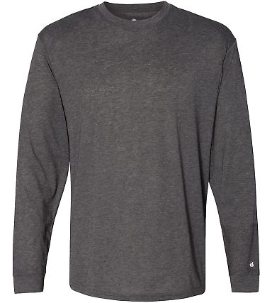 Badger Sportswear 4944 Triblend Performance Long S in Black heather front view
