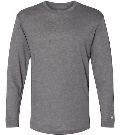 Badger Sportswear 4944 Triblend Performance Long S in Graphite heather front view