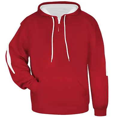 Badger Sportswear 1456 Sideline Fleece Hoodie Red/ White front view