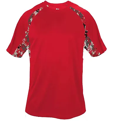 Badger Sportswear 2140 Digital Camo Youth Hook T-S Red front view