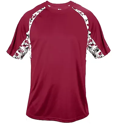 Badger Sportswear 2140 Digital Camo Youth Hook T-S Cardinal front view