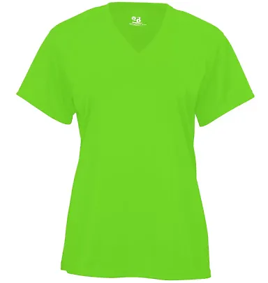 Badger Sportswear 2162 B-Core Girl's V-Neck T-Shir Lime front view
