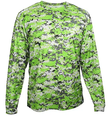 Badger Sportswear 2184 Digital Camo Youth Long Sle Lime Digital front view