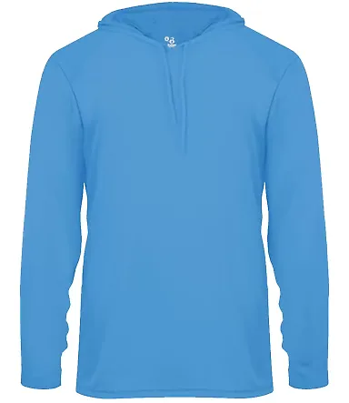 Badger Sportswear 4105 B-Core Long Sleeve Hooded T in Columbia blue front view