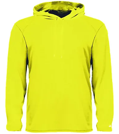 Badger Sportswear 4105 B-Core Long Sleeve Hooded T in Safety yellow front view