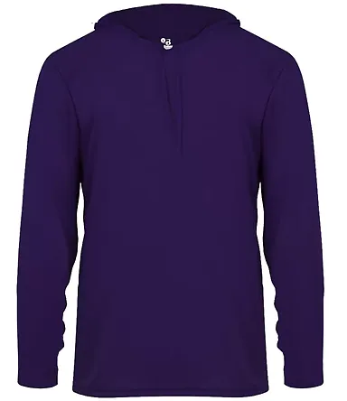 Badger Sportswear 4105 B-Core Long Sleeve Hooded T in Purple front view