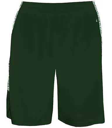Badger Sportswear 4195 Blend Panel Shorts Forest/ Forest Blend front view
