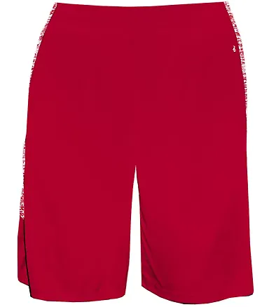Badger Sportswear 4195 Blend Panel Shorts Red/ Red Blend front view