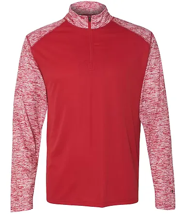Badger Sportswear 4197 Blend Sport Quarter-Zip Red/ Red Blend front view