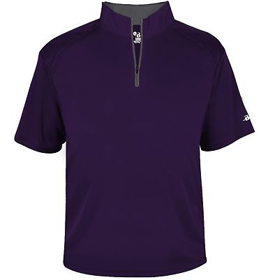 Badger Sportswear 4199 B-Core Short Sleeve 1/4 Zip in Purple/ graphite front view