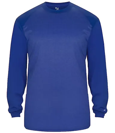 Badger Sportswear 4305 Tonal Sport Heather L/S Tee Royal Heather/ Royal front view