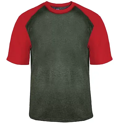 Badger Sportswear 4341 Pro Heather Sport T-Shirt Carbon Heather/ Red front view