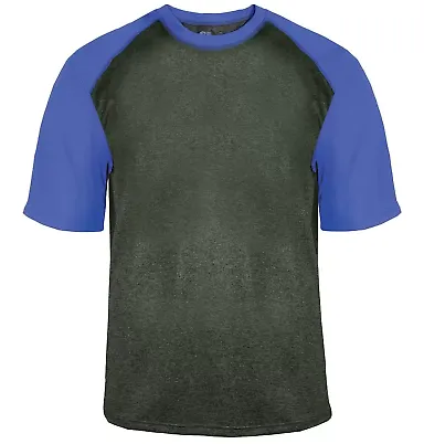 Badger Sportswear 4341 Pro Heather Sport T-Shirt Carbon Heather/ Royal front view