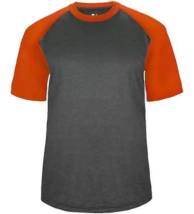 Badger Sportswear 4341 Pro Heather Sport T-Shirt Carbon Heather/ Burnt Orange front view