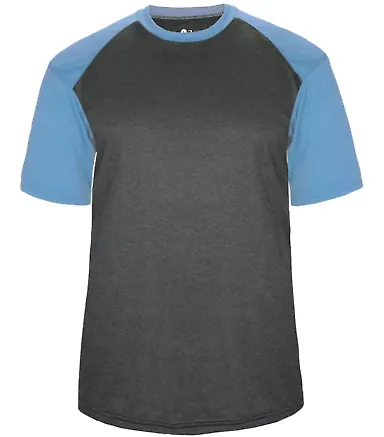 Badger Sportswear 4341 Pro Heather Sport T-Shirt Carbon Heather/ Columbia Blue front view