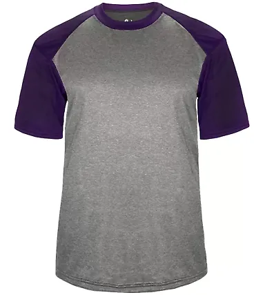 Badger Sportswear 4341 Pro Heather Sport T-Shirt Steel Heather/ Purple front view