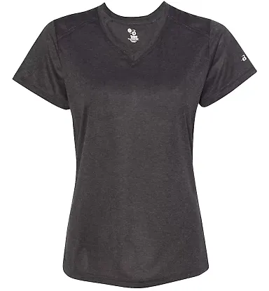 Badger Sportswear 4362 Pro Women's Heather V-Neck  Carbon Heather front view