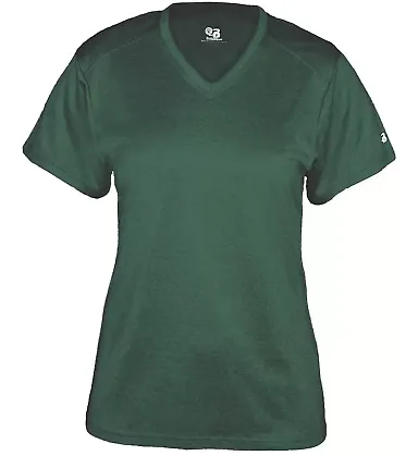 Badger Sportswear 4362 Pro Women's Heather V-Neck  Forest Heather front view