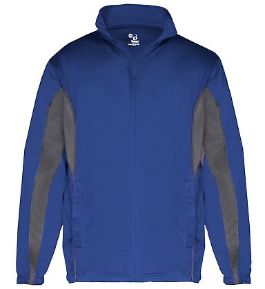 Badger Sportswear 7703 Brushed Tricot Drive Jacket Royal/ Graphite front view