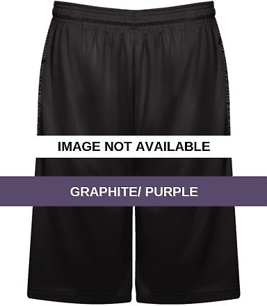 Badger Sportswear 4168 Tonal Blend Panel Shorts Graphite/ Purple front view