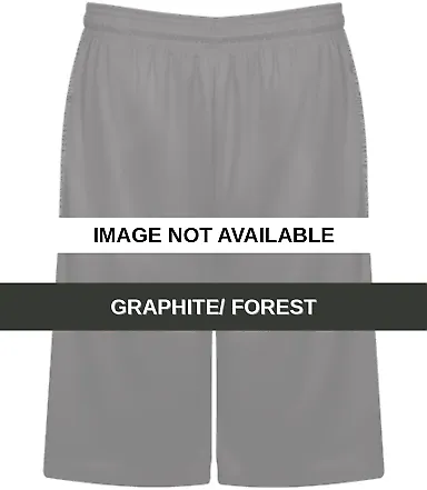 Badger Sportswear 4168 Tonal Blend Panel Shorts Graphite/ Forest front view