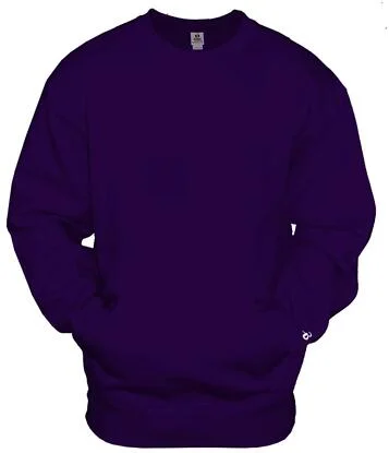 Badger Sportswear 1252 Pocket Crewneck Sweatshirt in Purple front view