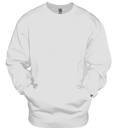 Badger Sportswear 1252 Pocket Crewneck Sweatshirt in White front view