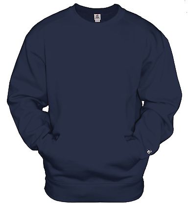 Badger Sportswear 1252 Pocket Crewneck Sweatshirt in Navy front view