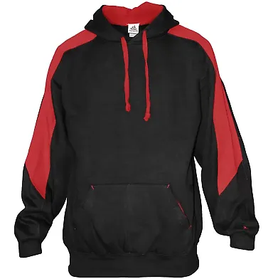 Badger Sportswear 1265 Saber Hooded Sweatshirt Black/ Red front view