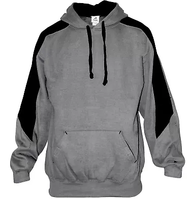 Badger Sportswear 1265 Saber Hooded Sweatshirt Oxford/ Black front view