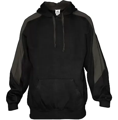 Badger Sportswear 1265 Saber Hooded Sweatshirt Black/ Charcoal front view
