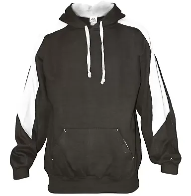 Badger Sportswear 1265 Saber Hooded Sweatshirt Charcoal/ White front view