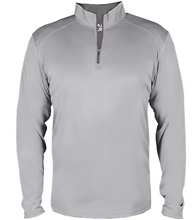 Badger Sportswear 2102 B-Core Youth Quarter-Zip Pu Silver/ Graphite front view