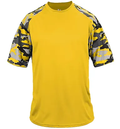 Badger Sportswear 2141 Camo Youth Sport T-Shirt Gold/ Gold Camo front view