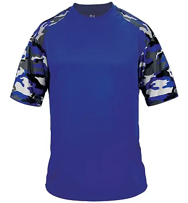 Badger Sportswear 2141 Camo Youth Sport T-Shirt Royal/ Royal Camo front view