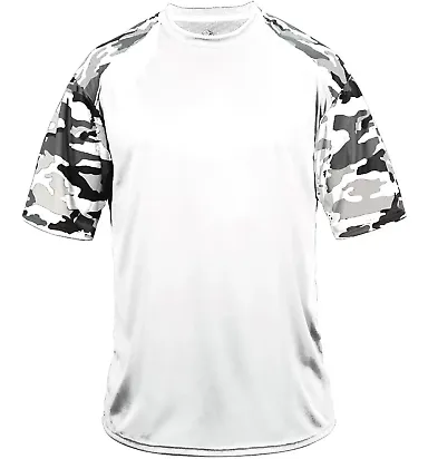 Badger Sportswear 2141 Camo Youth Sport T-Shirt White/ White Camo front view