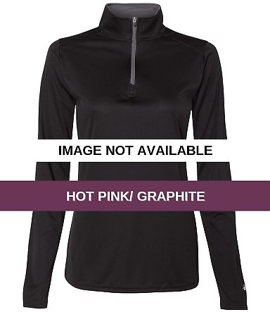 Badger Sportswear 4103 B-Core Women's Quarter-Zip Hot Pink/ Graphite front view