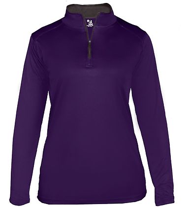 Badger Sportswear 4103 B-Core Women's Quarter-Zip in Purple/ graphite front view