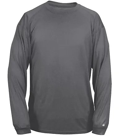 Badger Sportswear 4304 Pro Heather Long Sleeve T-S Carbon Heather front view