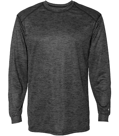 Badger Sportswear 4174 Tonal Blend L/S Tee Black Tonal Blend front view