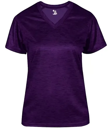 Badger Sportswear 4175 Tonal Blend Women's V-Neck  Purple Tonal Blend front view